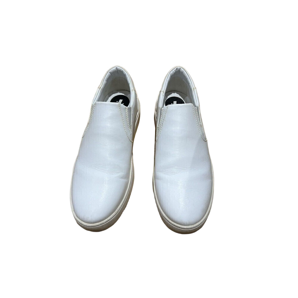 Thousand Fell Womens Size 9.5 Slip On Shoes White Navy Blue Detail Vegan Made - Picture 2 of 9